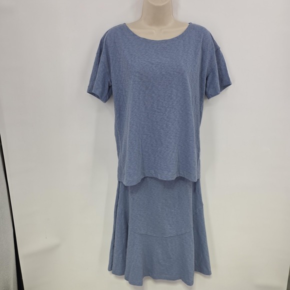 New Free People FP Beach 2 pc Set Women XS Blue Tee Skirt Lounge Poolside Boho - Picture 15 of 15